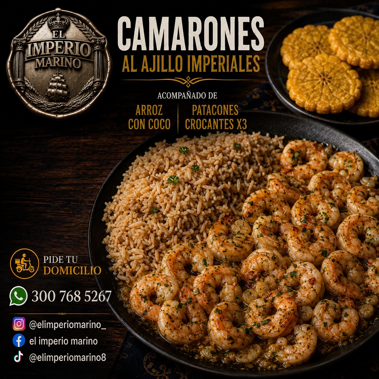 Camarones al ajillo imperiales