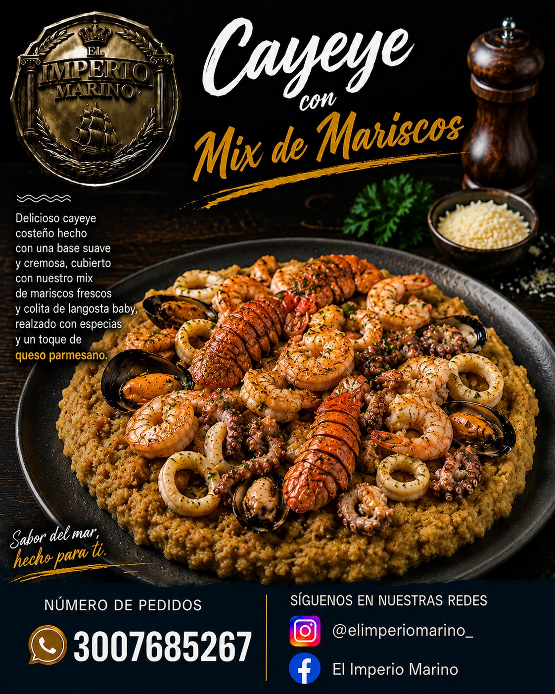 Cayeye con mix de mariscos