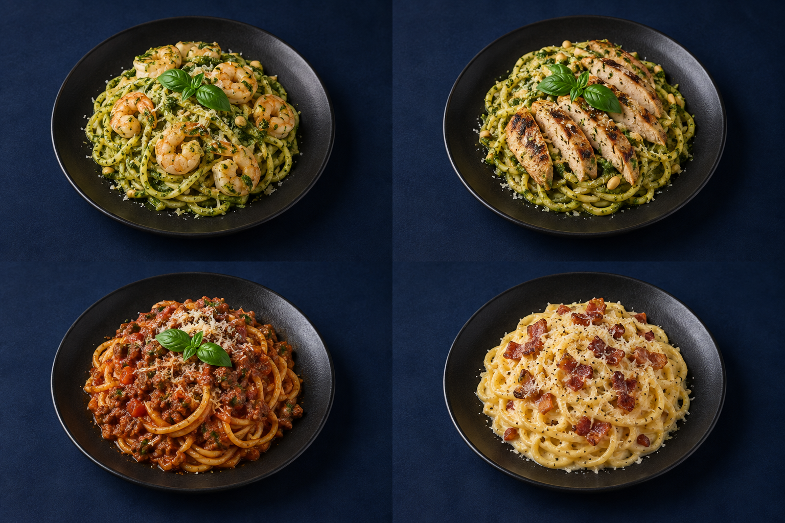 Pasta al pesto con camarones