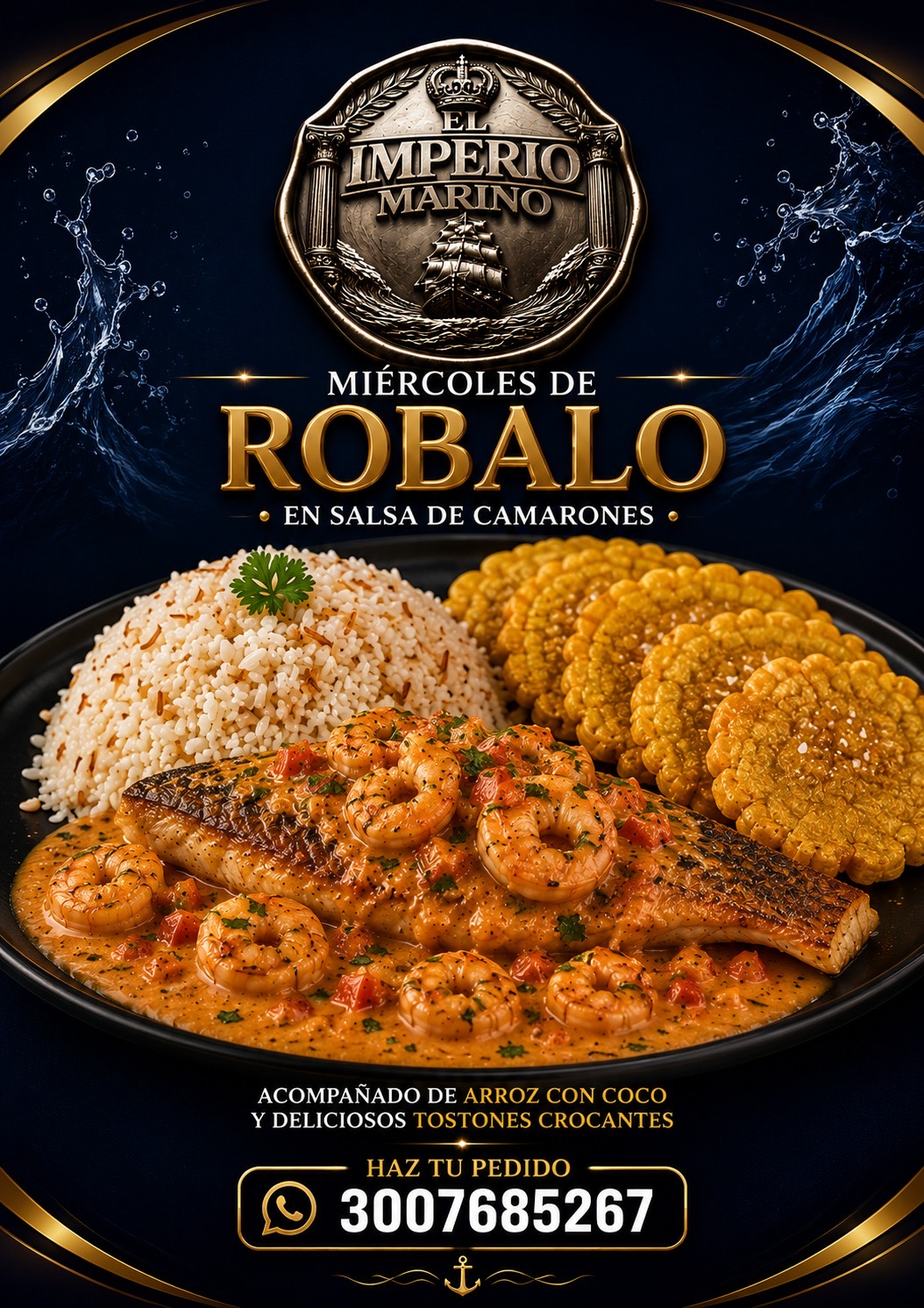 Róbalo en salsa de camarones